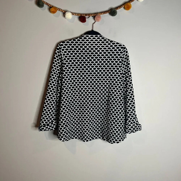 Joseph Ribkoff asymmetrical black and white patterned toggle jacket - Picture 4 of 4